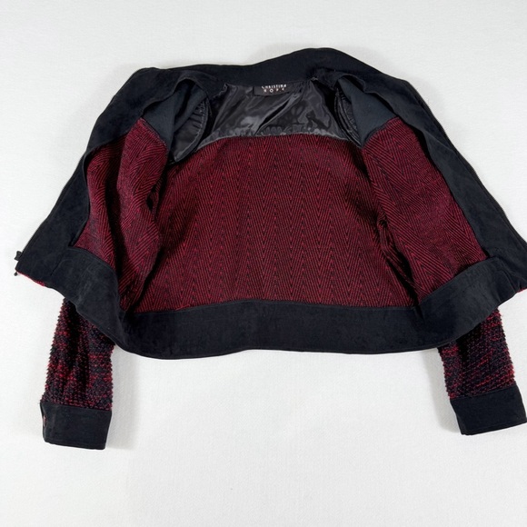 Christina Hope Petite Red Black Woven Zip-Up Jacket Retro Vintage Style Medium - Picture 8 of 9